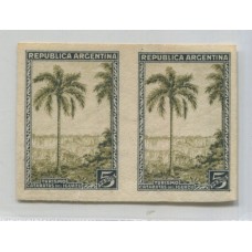 ARGENTINA 1935 GJ 793P PAREJA DE ESTAMPILLAS FILIGRANA RAYOS RECTOS VARIEDAD SIN DENTAR NUEVAS MINT U$ 195